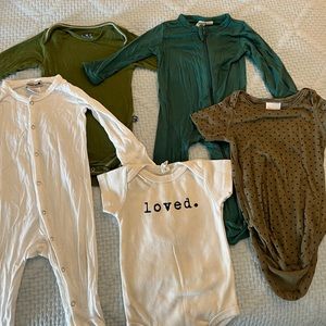 Onsie Bundle - 3-12m Kickee, Spearmint, Kyte, Hannah Anderson, Tenth and Pine